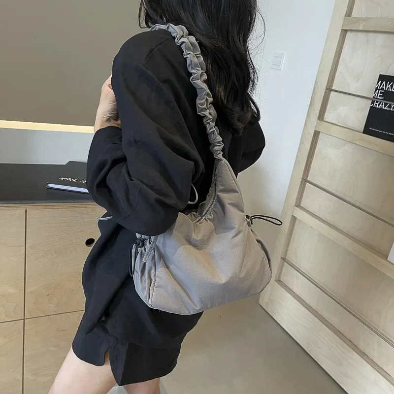 LEFTSIDE Soft Cloth Small Shopper Shopping Underarm Bags Lady Shoulder Bag for Women 2025 Trend Fashion Y2K Handbags 250807