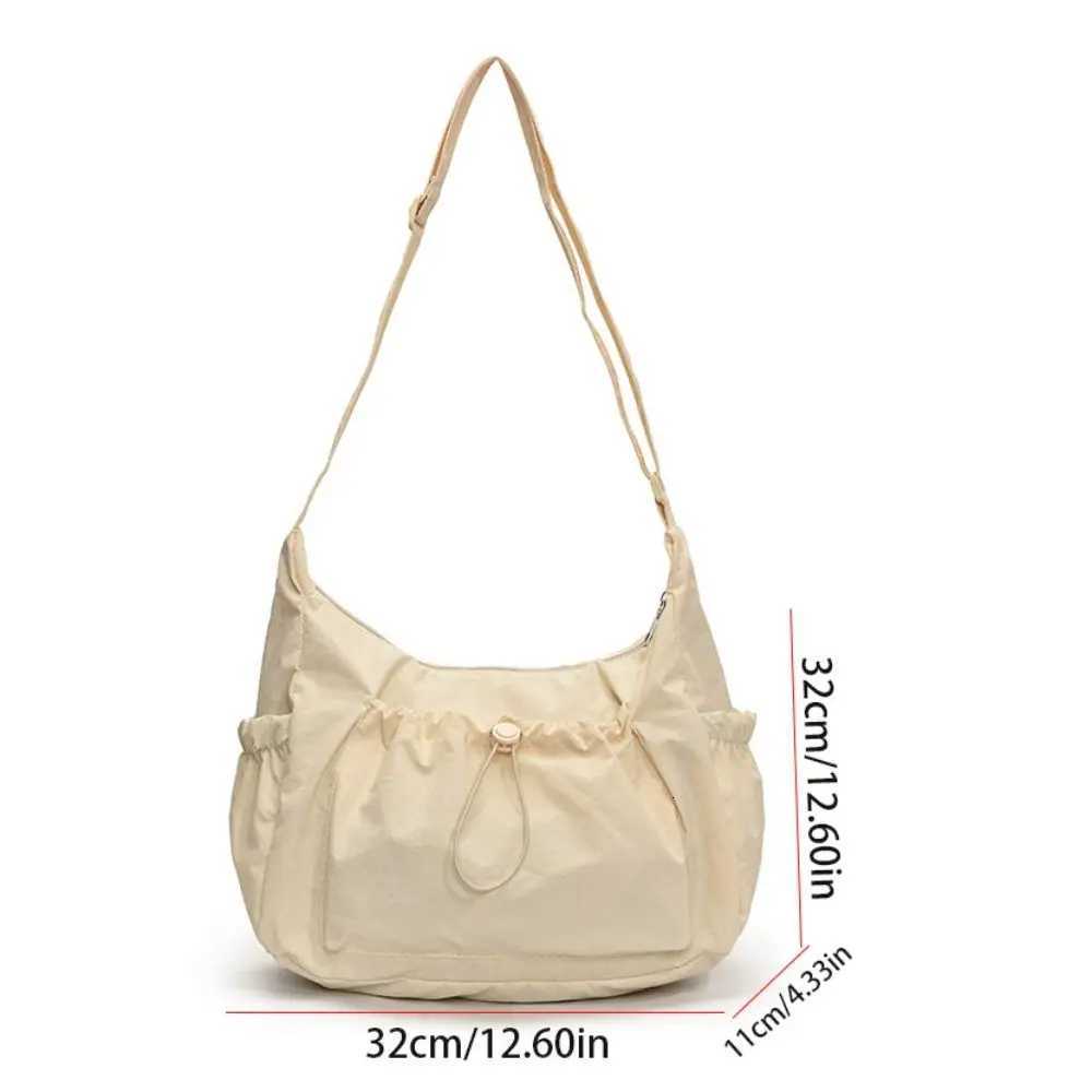 2024 Korean Style Nylon Shoulder Bag Handbag Lightweight Crossbody Bag Tote Bag Pleated Drawstring Bag Travel Z250807