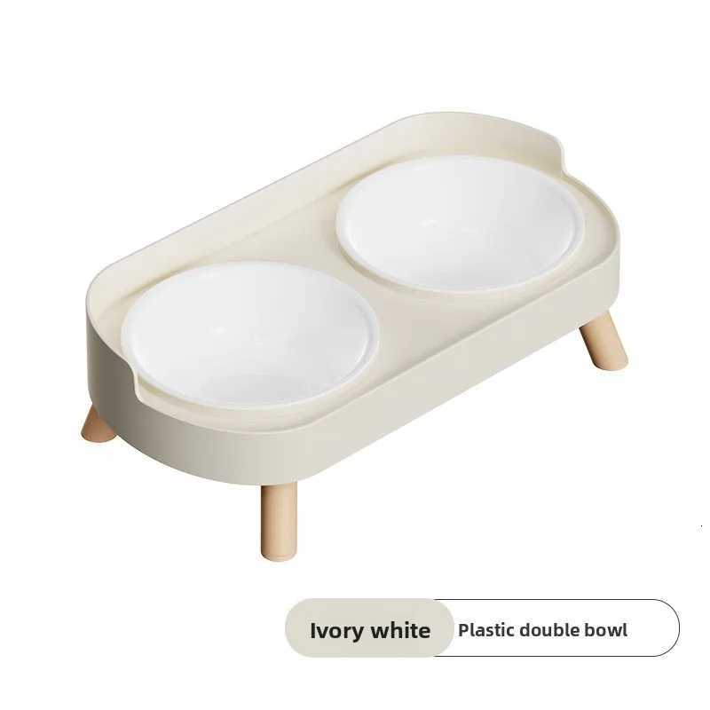 Pet Bowl PP Plastic Double Bowl Anti-killing Bowl Water and Grain Integrated Dog Bowl Cat Dog Water and Grain Bowl Y250806