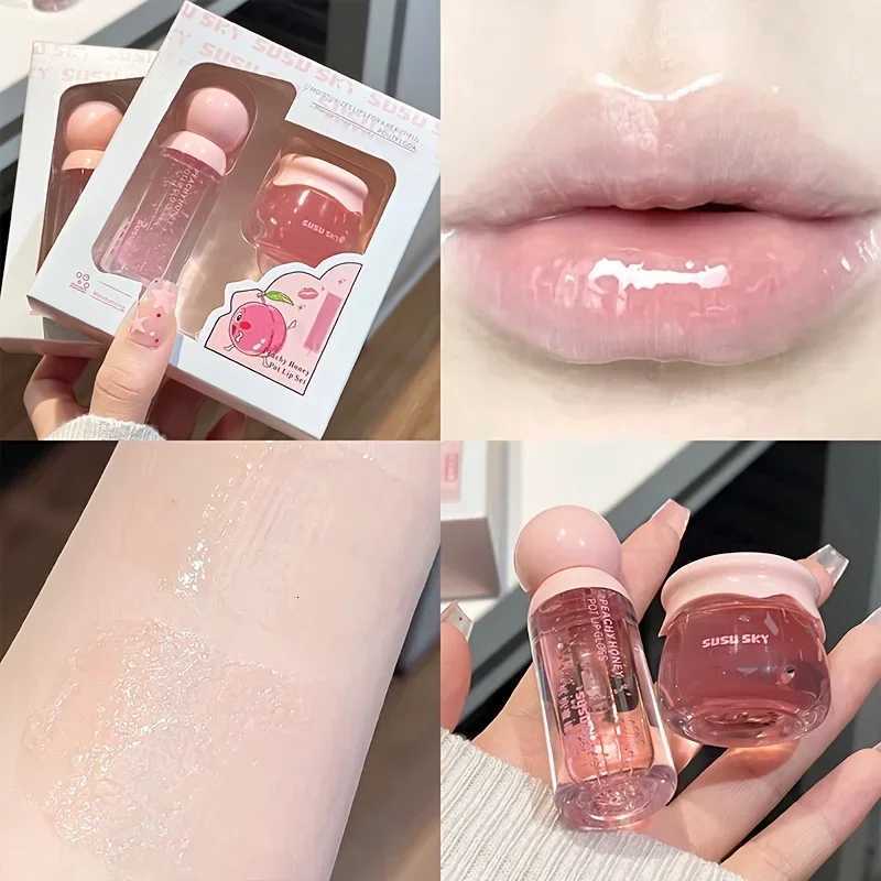 2Pcs/Set Lip Gloss and Lip Mask Set Moisturizing Lips Moisturizing Peach-flavored Makeup SetXJ250807