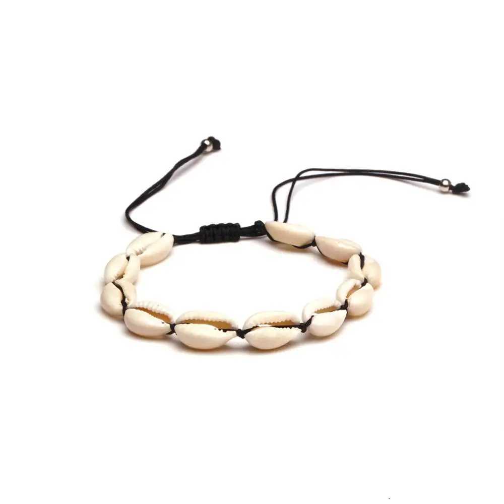 Boho 11 Cowrie Seashell Black Beige Cord Adjustable Anklet Women Girl 2020 New Fashion Shells Sea Shore Bali Handmade Jewelry Y250805