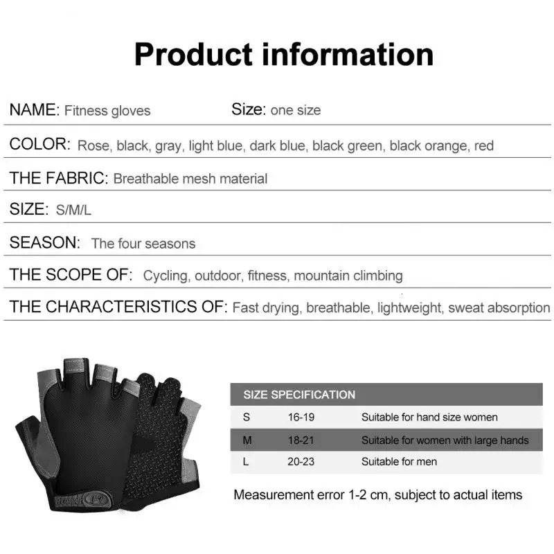Half Finger Cycling Gloves Men Women Anti Slip Shock Breathable Summer Bicycle Fingerless Sports Gym Training Bike y250729