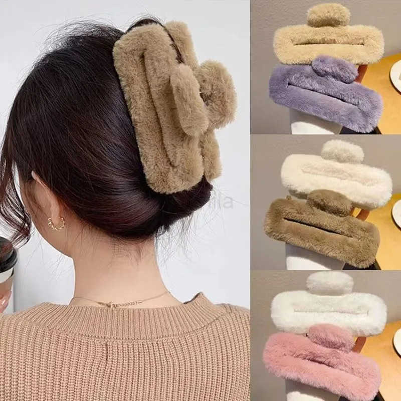 11CM PLUSH Square Hair Claw Clip Korean Colorful Simple Versatile Grab Clip Fashion Clip Girl Hair Accessories Decoration U250807