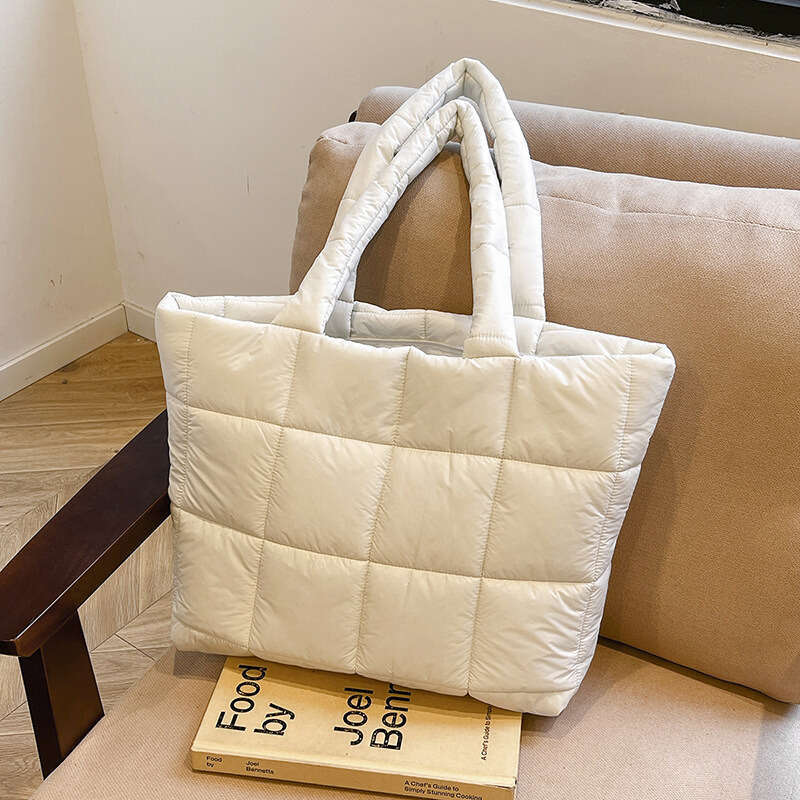 Shoulder Bag Light And Soft Bag Autumn Winter New Down Large Capacity Tote Korean Style Casual Cotton Fashionable Single Shoulder Handheld