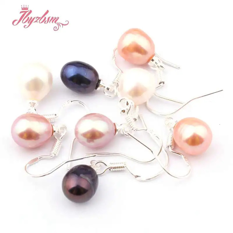 Natural Oval Freshwater White Black Purple Pink Elegant Pearl Dangle Hook Earrings 1 Pair Fashion Jewelry Party Anniversary Gift 250805