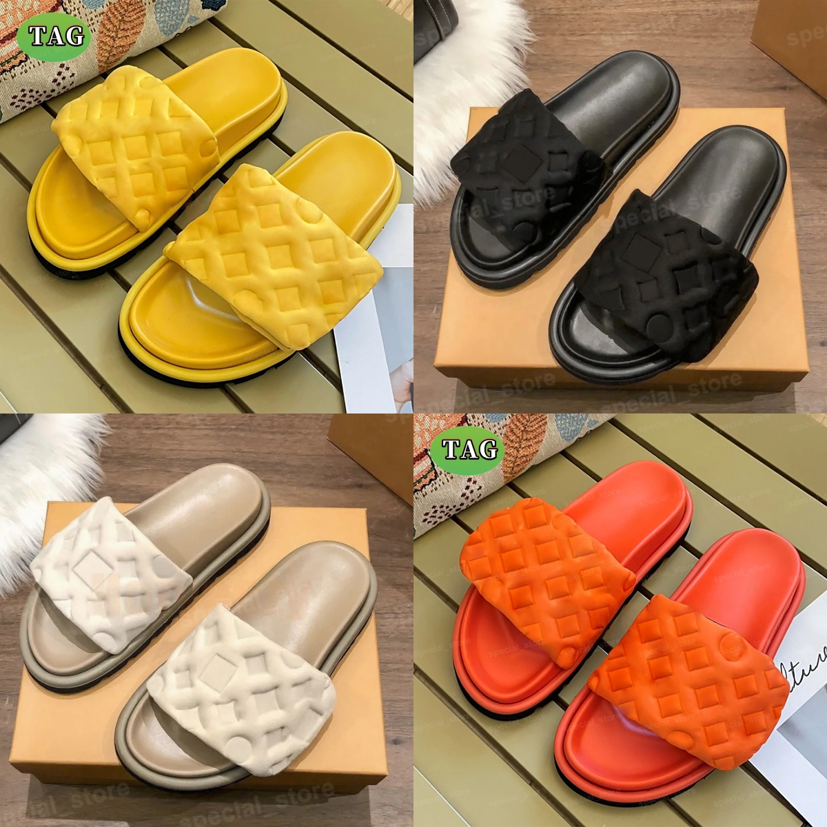 Woman bread Sandal Designer slide Pool Pillow Flat Slipper Comfort Mule Summer beach Leather black sandale Luxury shoes Brand loafer Flip Flop ou