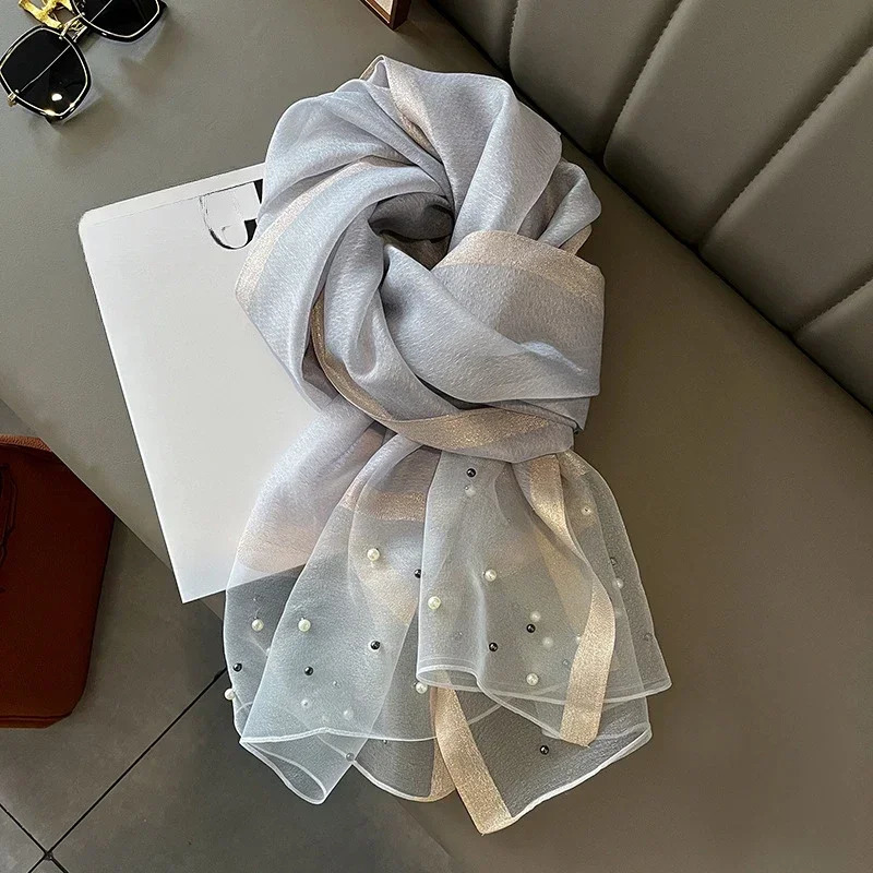 Women Fashion Scarf Plain Solid Silk Linen Shawls Summer Lady Bandanas Foulard Hijab 250805