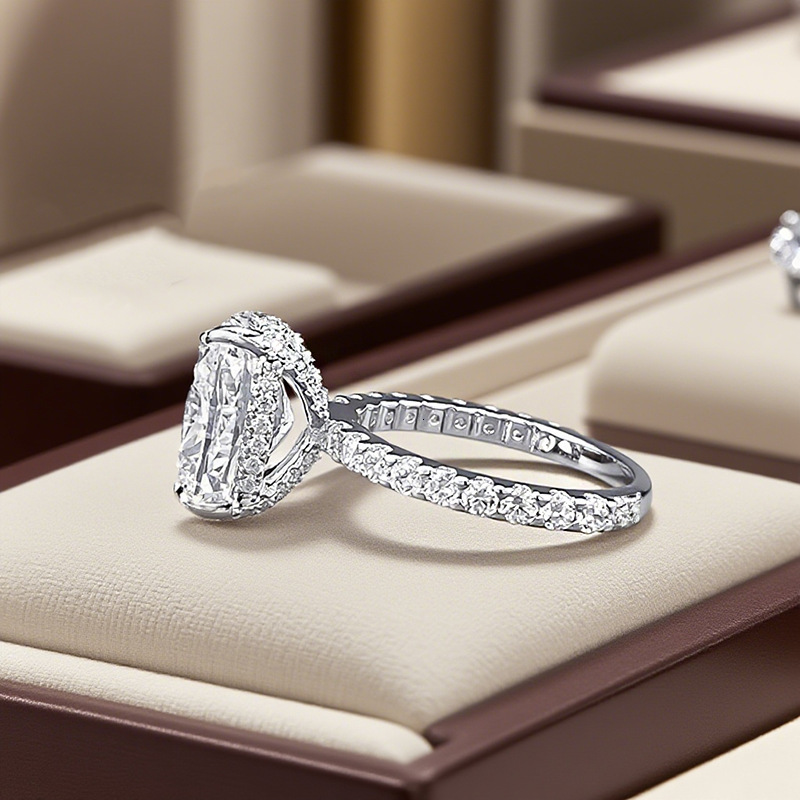 Hui Zhi Wing Jewelry New S Silver 5 Fat Square Ice Flower High Carbon mond Ring for Women Fashion Simple Style