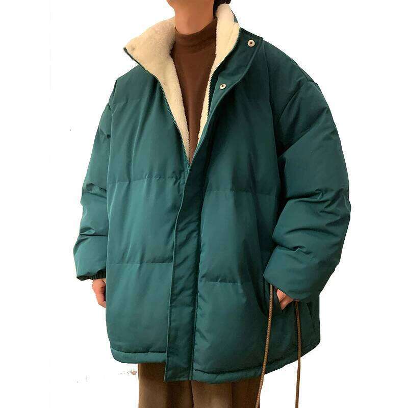 Designer Clothing 2025 Men Haruku Warm Bubble Winter Jacket Stand Collar Oversize Parkas Style Male Padded Coat Korean Puffer Jackets