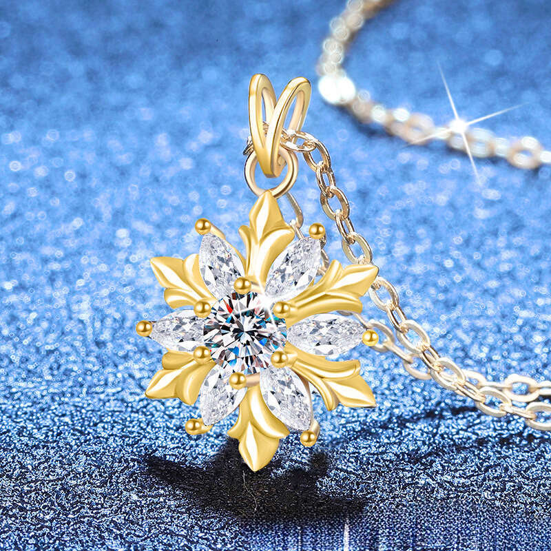 Moissanite S Sterling Sier Romantic Snowflake Necklace Fashionable Light 2025 New Style Elegant Collarbone Chain for Women
