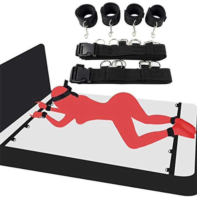 Restraint Set BDSM Bondage Handcuffs Ankle Cuffs Slave On The Bed Open Leg Flirt Sex Toys For Women Couples Erotic No Vibrator W250807