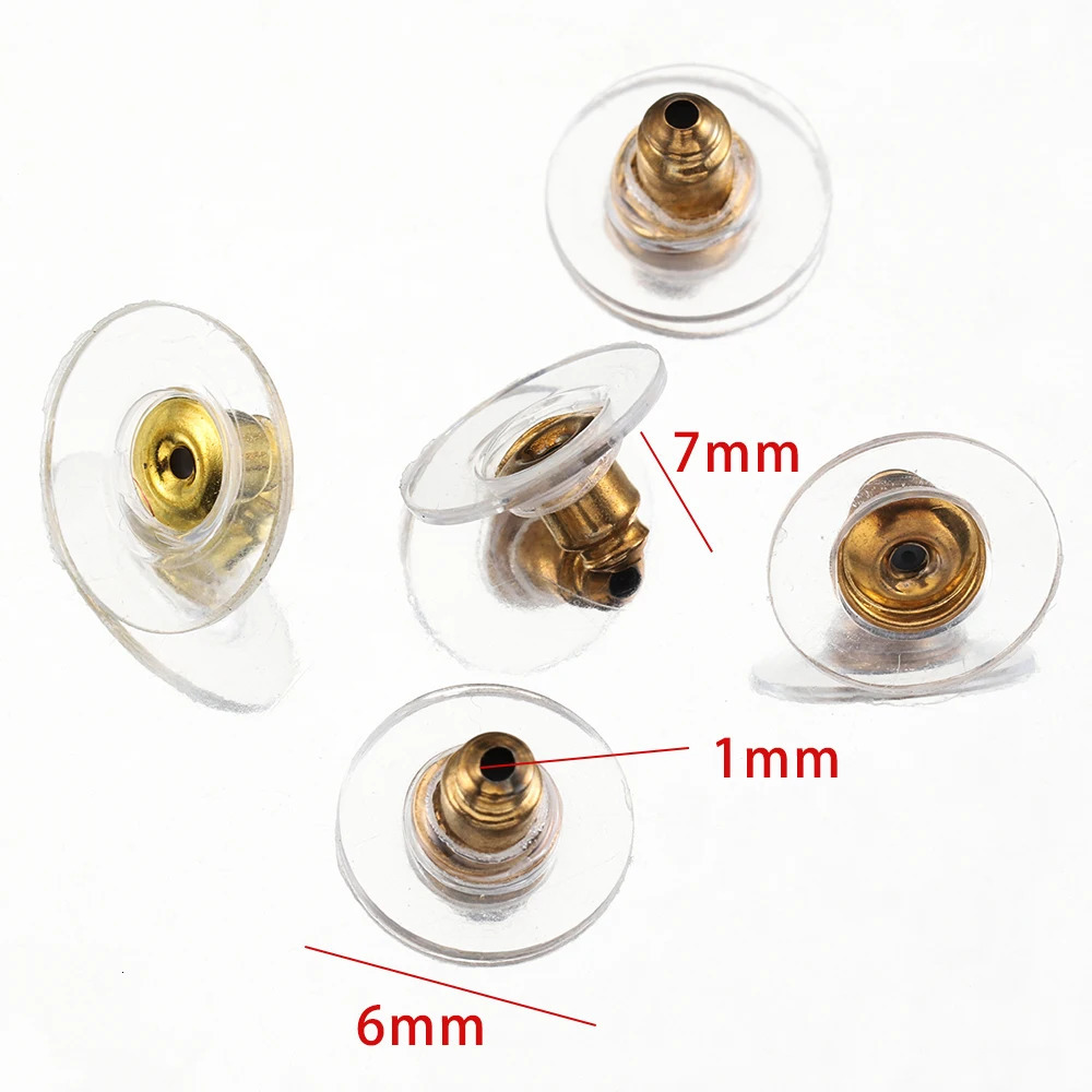 100pcs 6mm Silicon Earring Back Stoppers Gold Color Ear Stud Post Plugs for DIY Jewelry Making Earrings Component Findings 250804