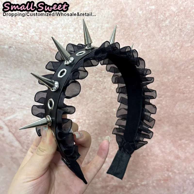Women Steampunk Spike Cosplay PU Leather Headband Gothic Y2k Girl Leather Buckle Hair band Rock Headband Punk Hair Hoop Headband 250730