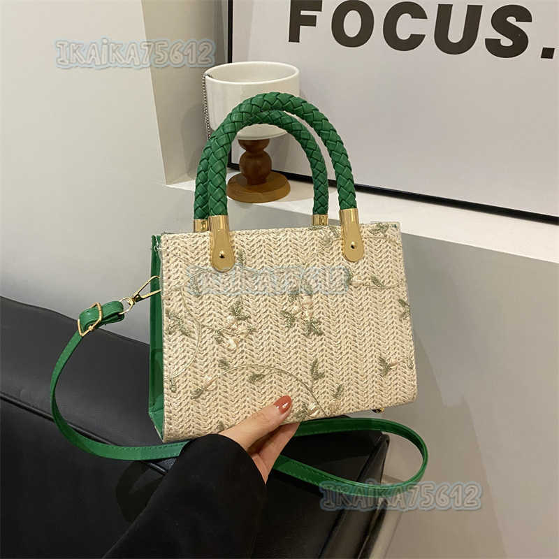 Straw Woven Handbag for Women 2024 New Seaside Woven Handbag Niche Popular Crossbody Bag Versatile Small Square Bag H250806