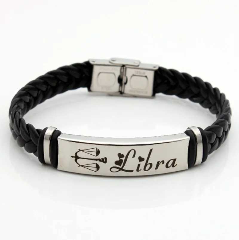 12 Constellations Stainless Steel Fashion Creative Leather Weaving Beaded Bracelet Gift for Boys and Girls Wholesale Gifts W250807