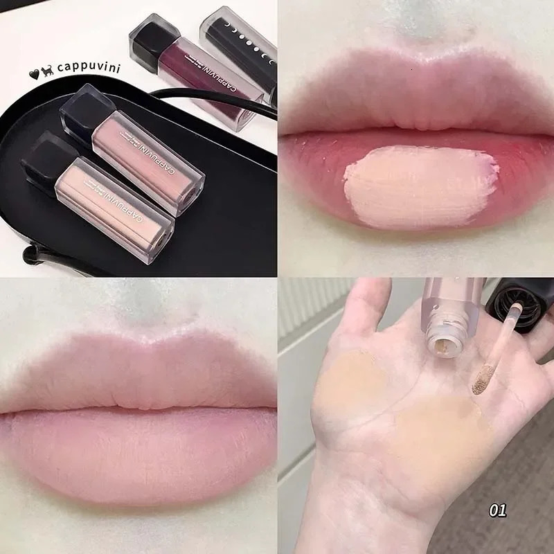 Obsidian Black Matte Lip Glaze Nude Base Deep Lip Primer Waterproof Dark Retro Rose Brown Lipstick Pigment Gothic Style Makeup 250801