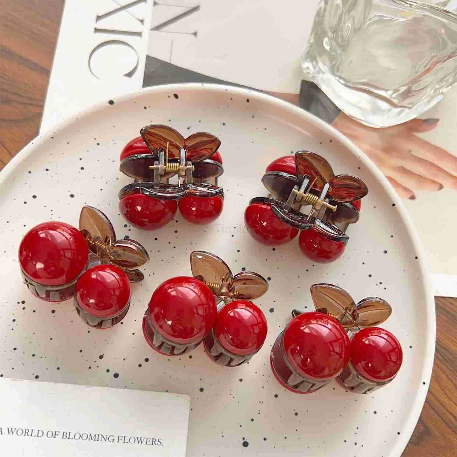 Cherry Red Bow Velvet Texture Elegant Hair Clip Fashionable Versatile Edge Hairpin Sweet Cool Hair Accessory for Girls U250807