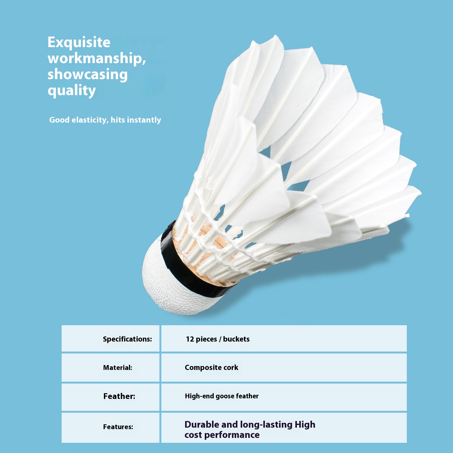 Super Durable Goose Feather Badminton Shuttlecocks with Stable Flight - Perfect for Training, Matches and Recreational Play