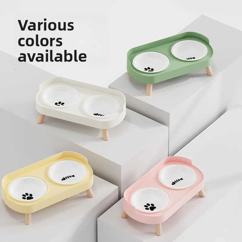 Pet Bowl PP Plastic Double Bowl Anti-killing Bowl Water and Grain Integrated Dog Bowl Cat Dog Water and Grain Bowl Y250806