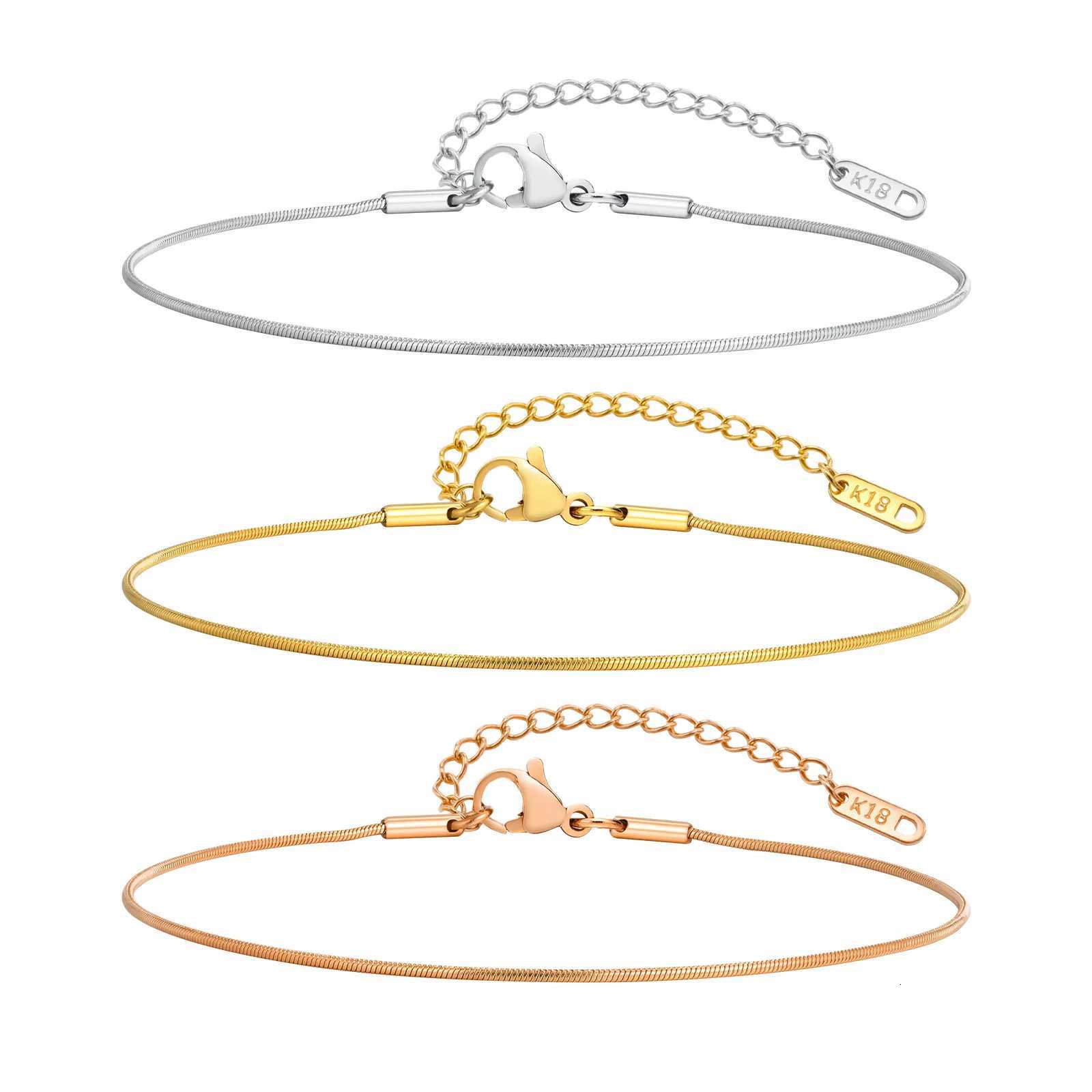 Stainless Steel Snake Chain Anklet s for Women Waterproof Foot Chain Anklets Gold Plated Summer Beach Jewelry Y250805