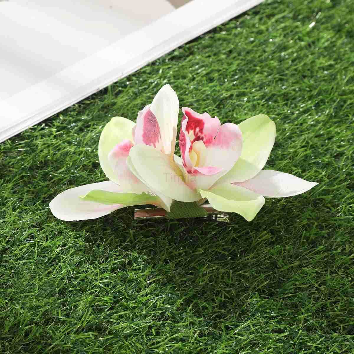 Orchid Flowers Hair Clips Bohemian Small Hairpin Bridal Barrette Beach Wedding Flower Women Holiday Hair Clip Hair Accessories U250807