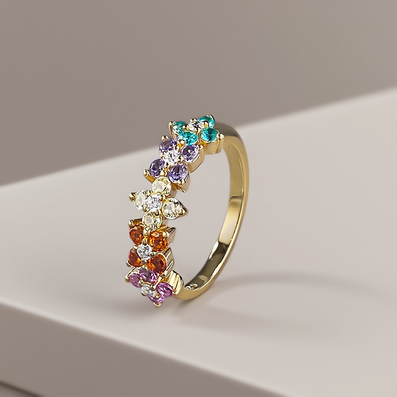 Hui Zhi Wing Jewelry Same S Silver Dopamine Color Camouflage Ring Light Luxury Fashion Style