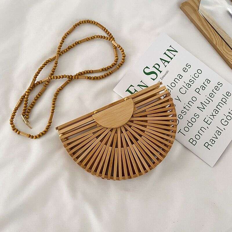 Summer New Woven Straw For Women Bamboo Crossbody Vacation Beach Shoulder Bag