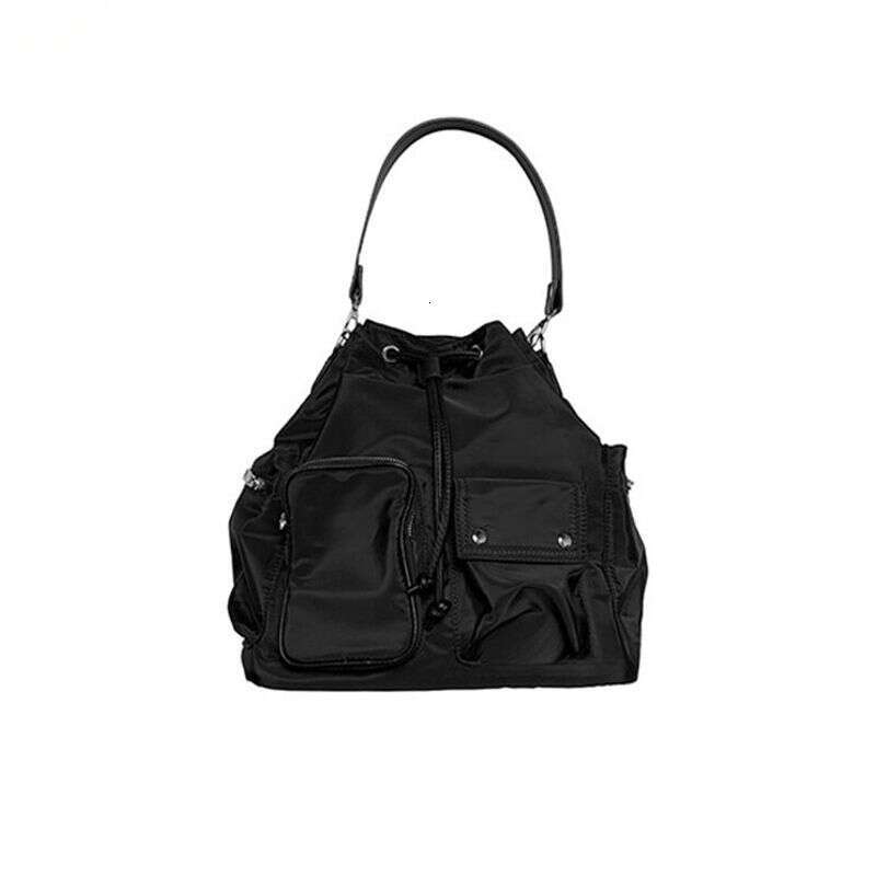 2025 Spring And Summer New Nylon Cloth Waterproof Korean Sweet Cool Multi-pocket Zipper Drawstring Single Shoulder Double Crossbody Bag Fashionable
