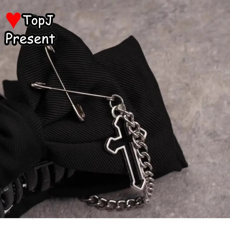 Subculture Women's Gothic Harajuku Y2K Girl Hair accessories bow cross Shark clamp Gifts teampunk personality hairpin Get caught 250730
