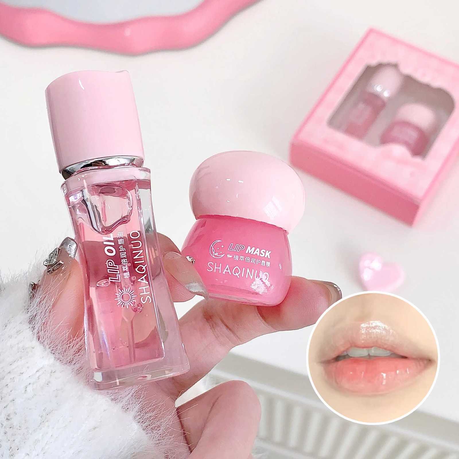 SHAQINUO Plant Extract Moisturizing Lip Care Set Lip Oil and Lip Mask Combination Pack Moisturizing and Anti-dryingXJ250807