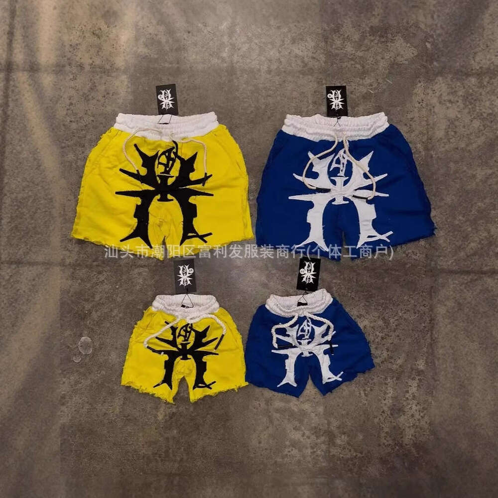 2025 Summer New American Style Washed Fashion Embroidered Trendy Shorts Loose Casual Waist Drawstring Pants