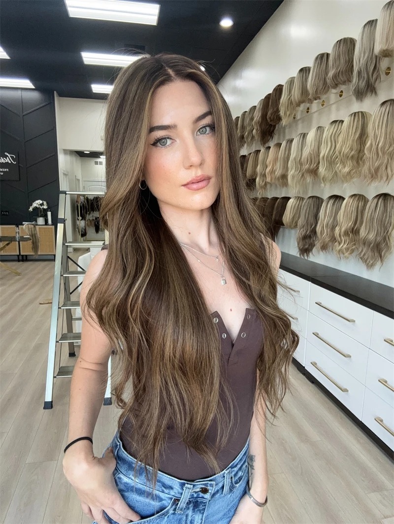 P4/27 Highlight Ombre Brown Body Wave 13x6 Human Hair Wig Wear And Go Glueless Wig 13x4 HD Lace PrePlucked 28 Inch For Women Synthetic