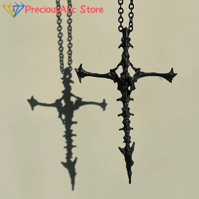 New Retro Skeleton Personality Cross Pendant Necklace For Men Women Minimalist Punk Rock Choker Party GothicJewelry Gifts Jewelry for Women