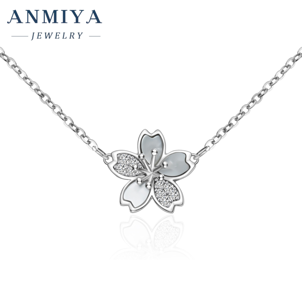 Custom Fine Jewelry Necklaces Zircon Flower Necklace 925 Sterling Silver Sterling Fashion Jewelry Pendent Necklaces