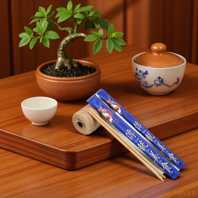 White Kraft Packaged Eco-Chopsticks Made from Sustainably Grown Bamboo
