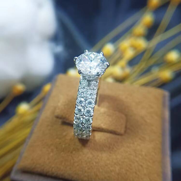 Custom Handmade Deluxe Wide Band 2CT Moissanite 14K Yellow Gold Wedding Ring Fine Jewelry Diamond Rings
