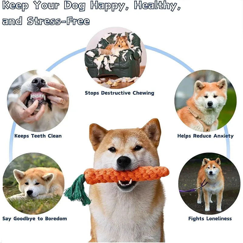 Carrot Dog Bite Rope Pet Dog Toy Safe Durable Braided Bite Dog Chew Toys Resistant Puppy Molar Cleaning Teeth Cotton Rope 250804