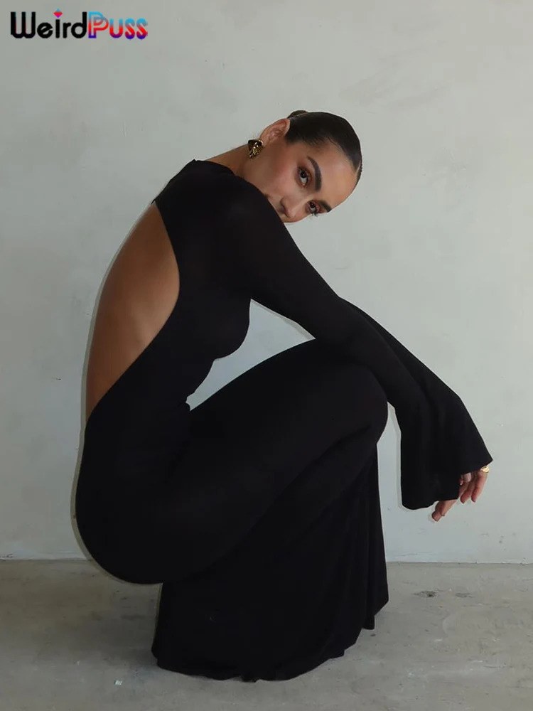 Weird Puss Backless Skinny Women Dress Stretchy Slim Bag Hip Bodycon Ladies Fashion Party Event Prom Mermaid Vestidos 250807