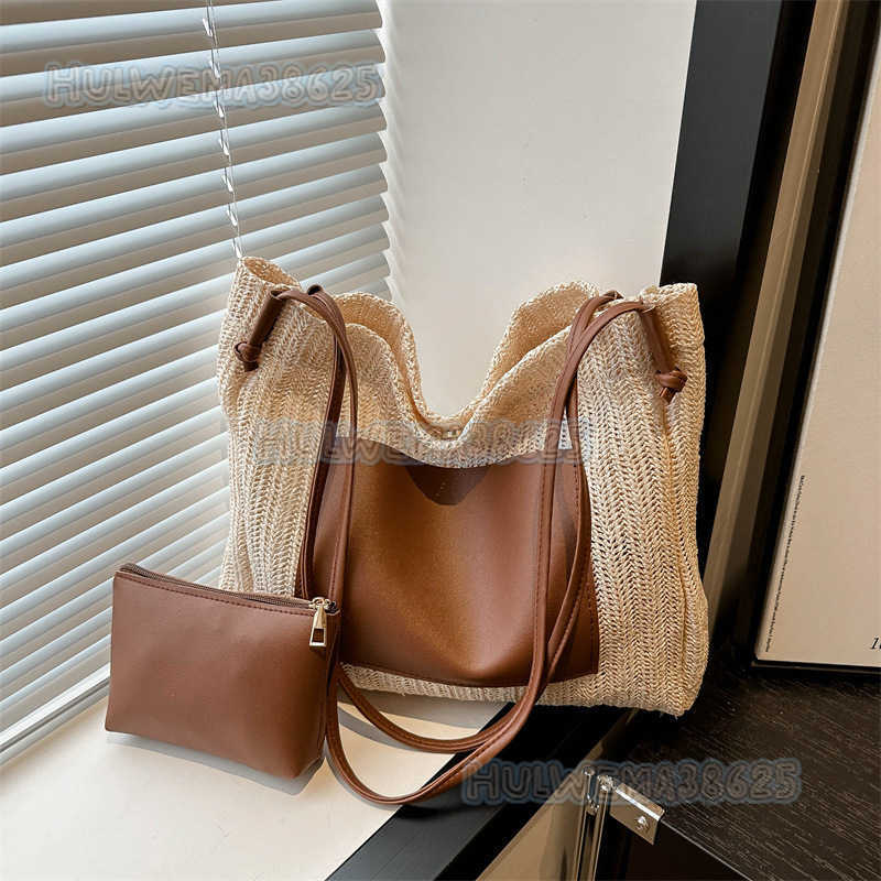 Artistic Single Shoulder Bag for Women 2024 Fashionable Design Vacation Style Large Capacity Shopping Bag Woven Tote Bag H250806