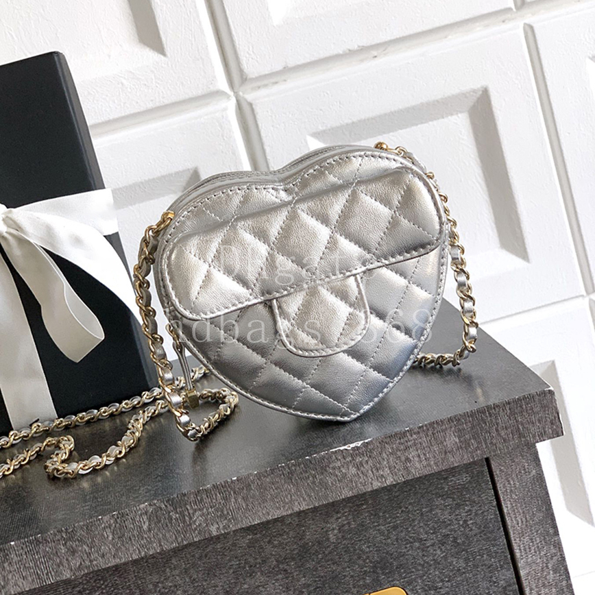 Mirror quality Luxury Designer bags Heart clutch with chain Fashion Crossbody bags 13CM Lambskin Handbag With Box C733