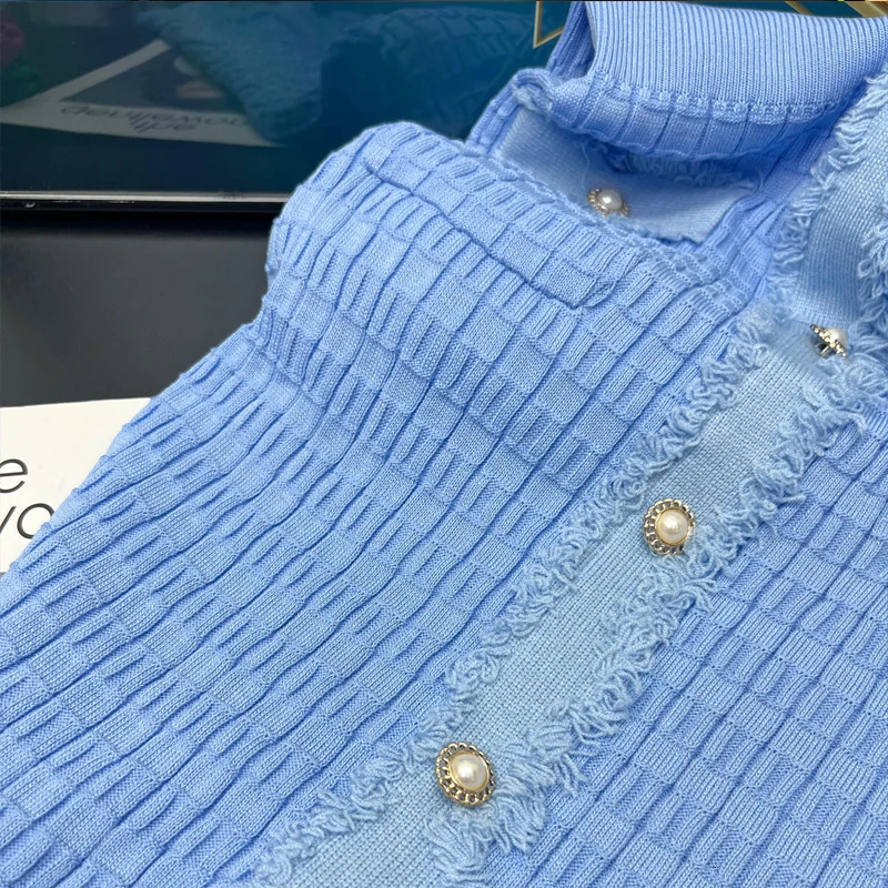 YuooMuoo Arrival Women Knitted Long Dress Elegant V-neck Single-breasted Split Sweater Dress Office Lady Vestidos 250806