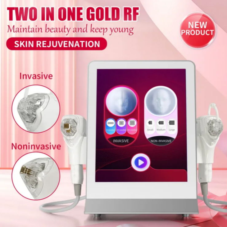 2 In 1 Gold RF Ice Hammer Microneedles Needle Machine For Removing Stretch Marks Beauty Equipment Tightening Micro Needle Skin Machine