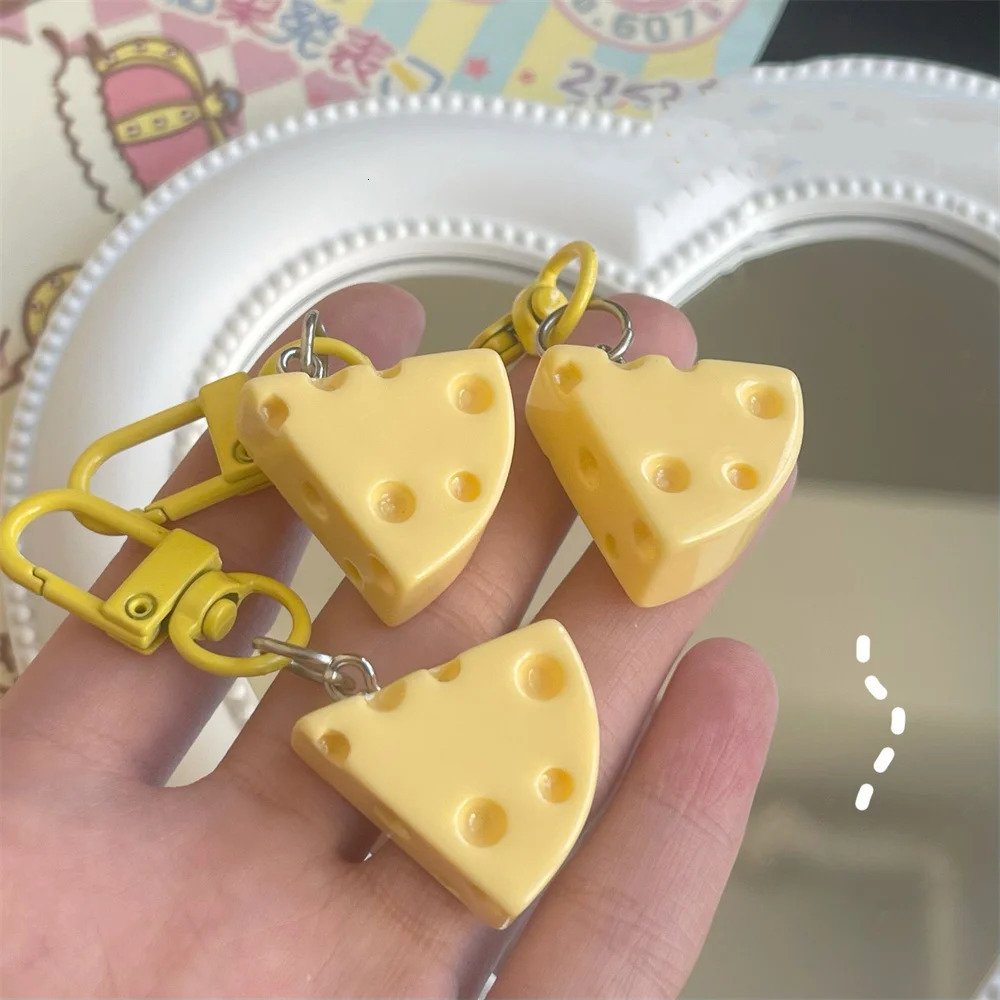 Milk Yellow Cheese Block Keychain Food Game Resin Keyring Student Girl Jewelry Pendant Gift 250807