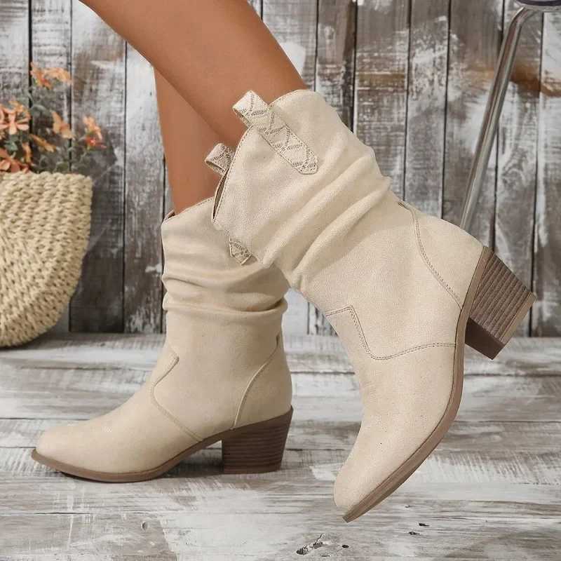 2024 Spring and Autumn New Round Head Leather Face White Cover Womens Large Medium Sleeve Boots XJ250807