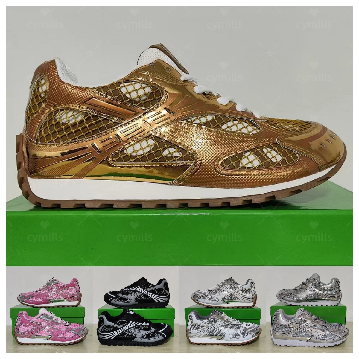 Designer Mesh Track Sneakers Multi Color Unisex Trainers Black Pink Blue Gold Options Breathable Outdoor Sports Shoes Size 35-48