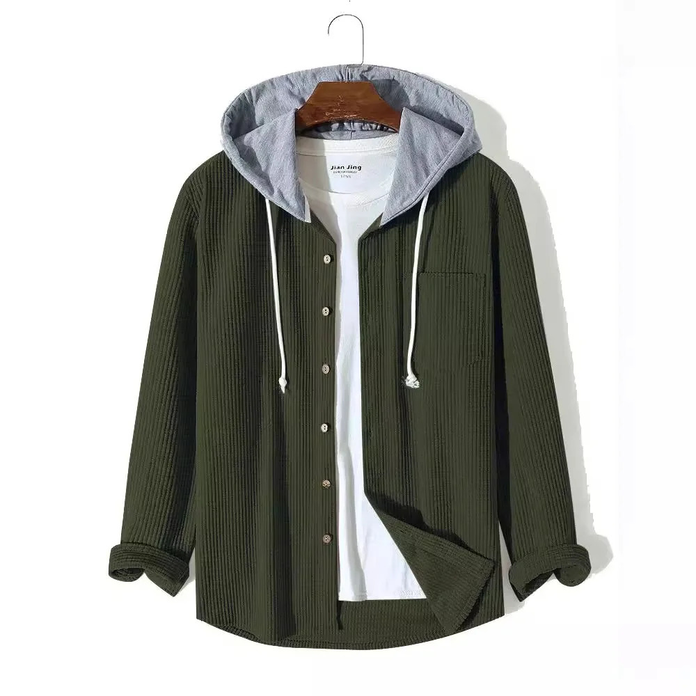 Men Cardigan Single Breasted Hoodies Hooded Sweatshirts Spliced Button Long Sleeve Outerwear Casual Sports Pockets Loose 250807