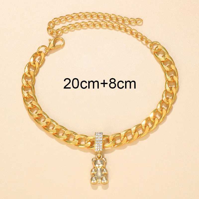 Stonefans Women Beach Foot Jewerly Titanium Steel Anklet Leg Chain Metal Bear Pendant Anklet Men Holiday Accessories Y250805
