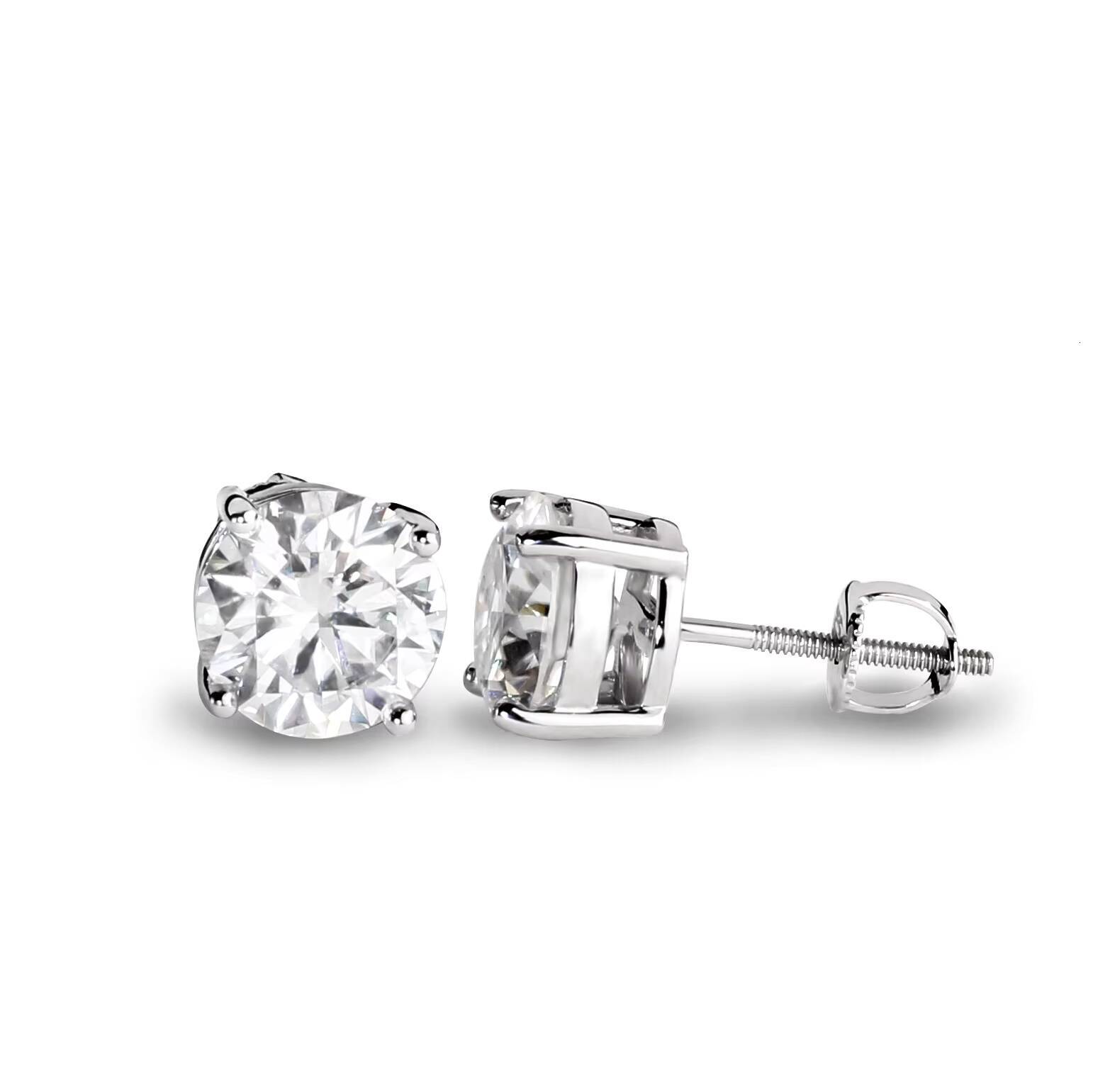 Luxury Moissanite Earrings Women 925 Silver 4mm 5mm 6.5mm Round Diamond VVS Stud Earrings