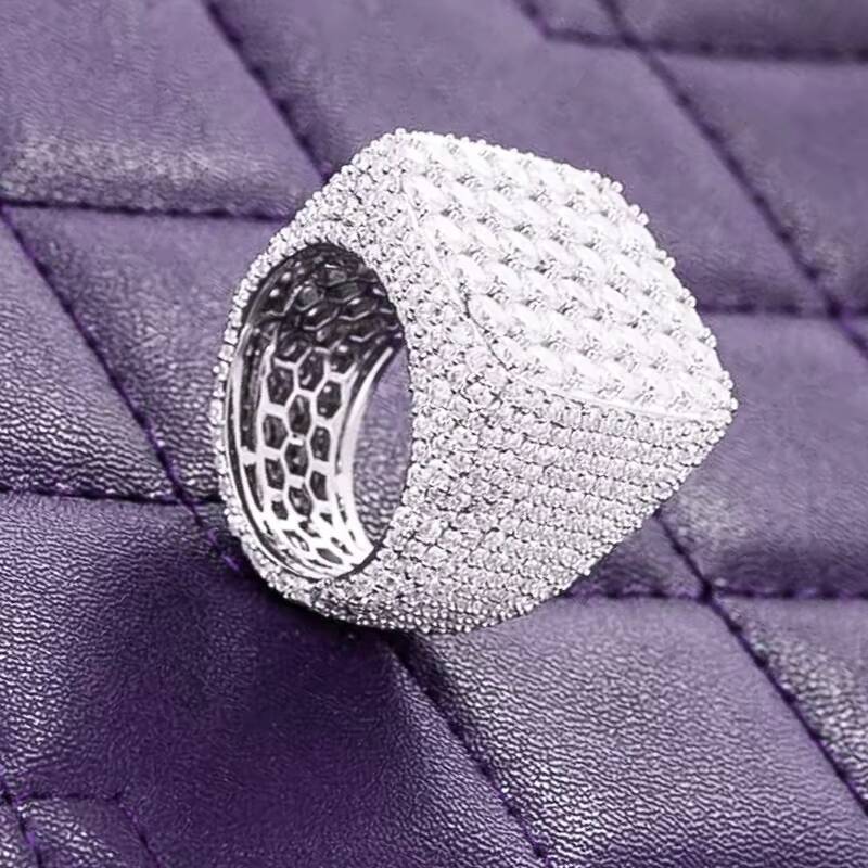 GRA Mens 925 Sterling Silver Hip Hop Iced Out Bling Cluster Ring VVS Moissanite D Color Passes Diamond Tester Gift