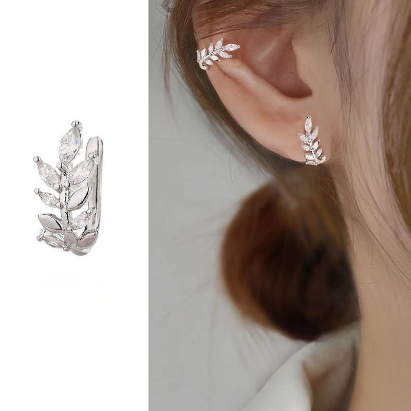 Free Shipping Designer Luxury Jewelry Internet Celebrity Same Style Women's Earrings Diamond Double Layered Zircon Non Perforated Earclip Fashion